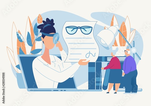 Advertising Banner Oculist Prescription Cartoon. 