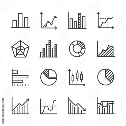 business analitycs vector line icons set