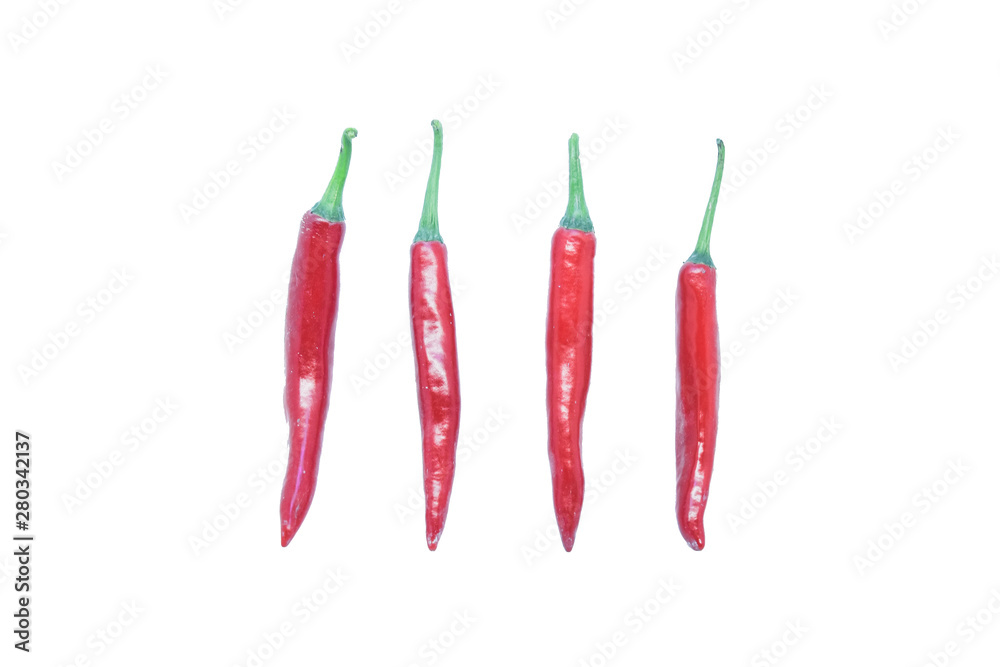 Group of red chili peppers isolated on white background as package design element