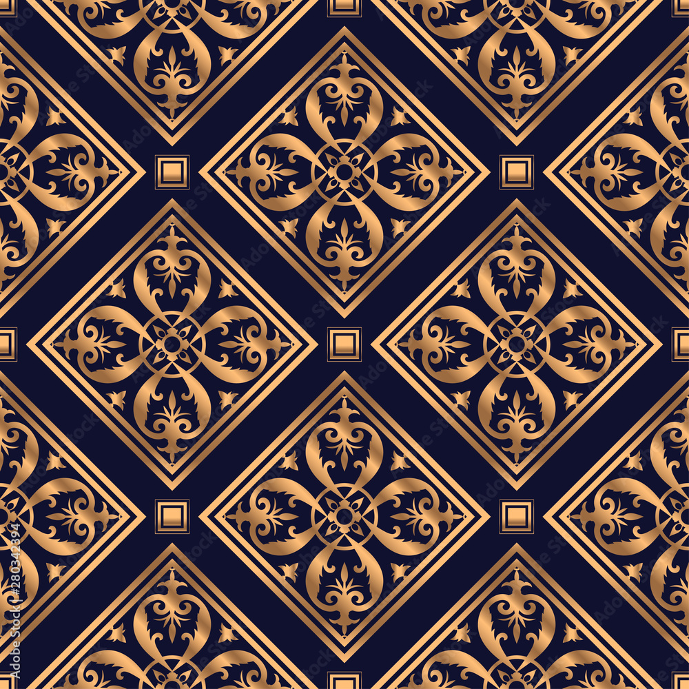 Royal pattern seamless vector. Islamic tile luxury background. Damask design for beauty spa, wedding party, yoga wallpaper, gift packaging, wrapping paper texture, backdrop.