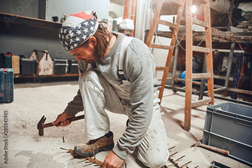 Rebuilding a garage in a retro vintage style. photo