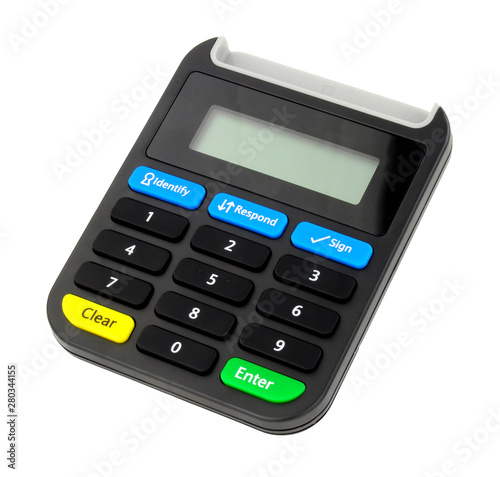 Domestic debit credit card reader isolated on a white background