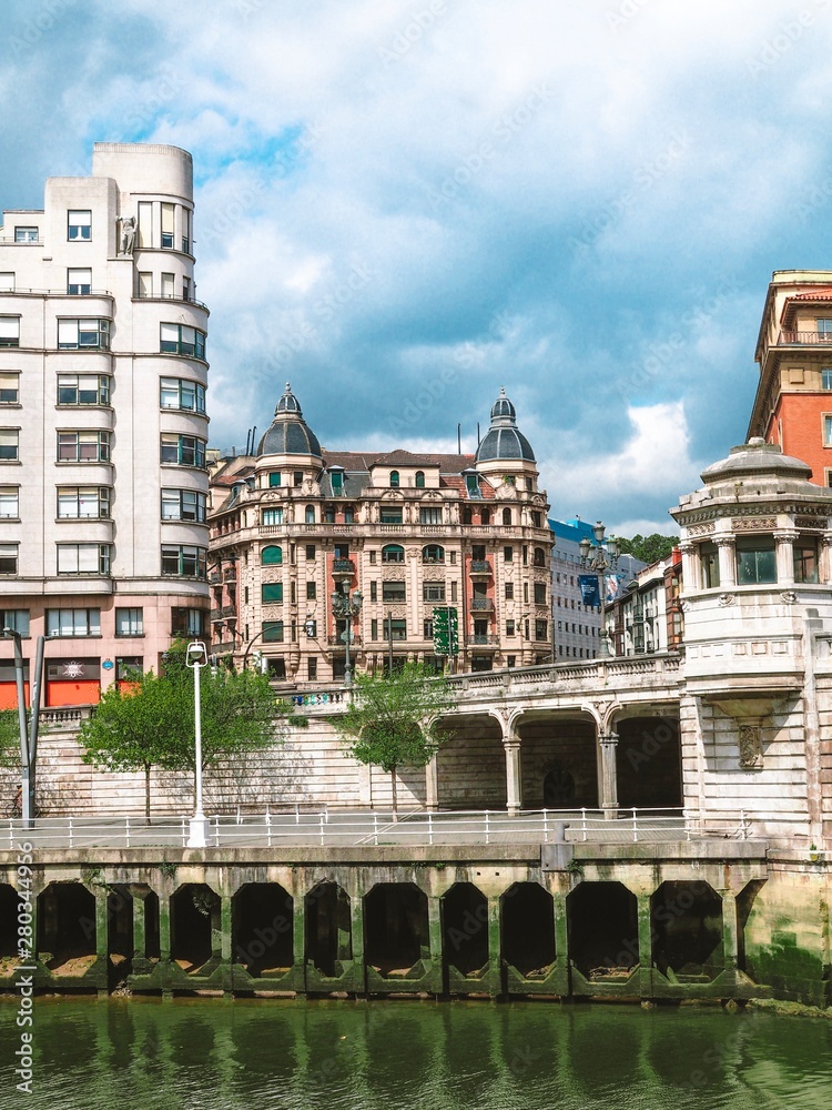 Panorama of Bilbao, Basque Country Spain, streets, bridges, Museum