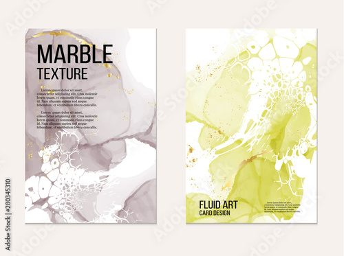 Marble card presentation, invitation card. Business flyer template design. Soft yellow and grey contrast tender decoration isolated on white  background, vintage style decoration 2019