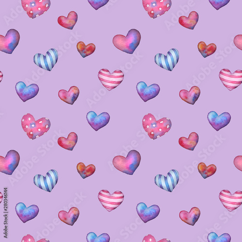 seamless watercolor pattern with hearts