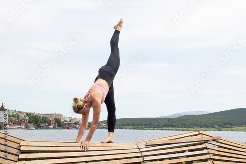 girl doing sports by the river