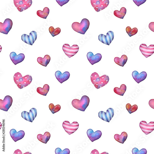 seamless watercolor pattern with hearts