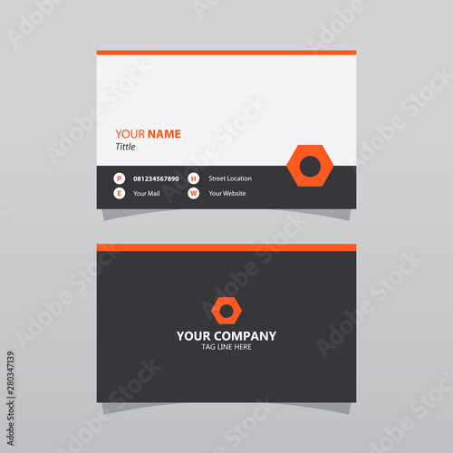 Modern orange bussines card template. Elegant element composition design with clean concept.
