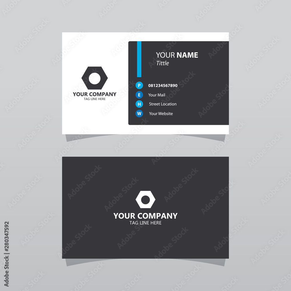 Obraz premium Modern blue bussines card template. Elegant element composition design with clean concept.