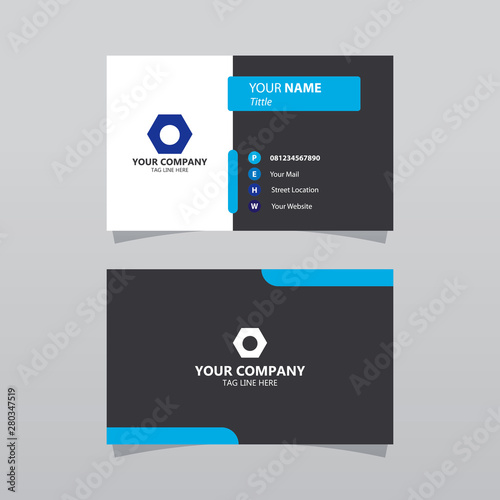 Modern blue bussines card template. Elegant element composition design with clean concept.
