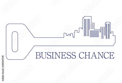 ビル群で表現した鍵のマーク