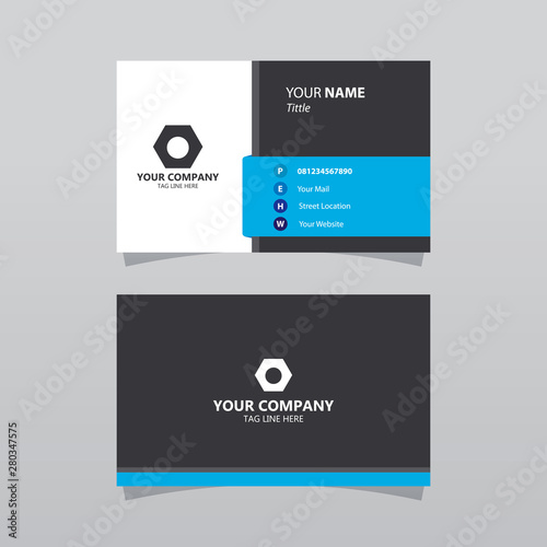 Modern blue bussines card template. Elegant element composition design with clean concept.