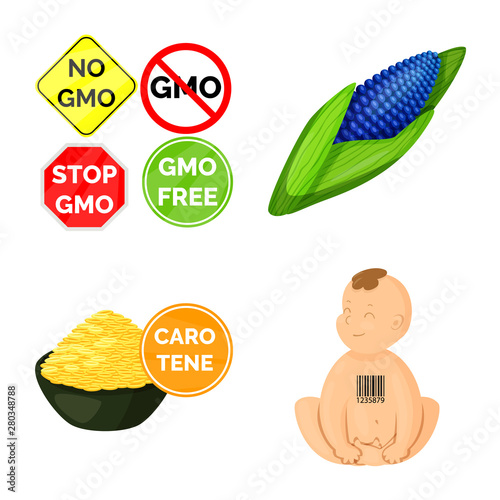 Isolated object of modified and genetically symbol. Set of modified and science vector icon for stock.