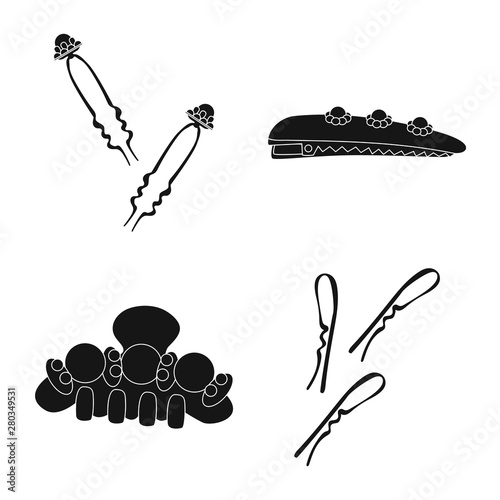 Isolated object of hairstyle and female symbol. Set of hairstyle and hair stock vector illustration.