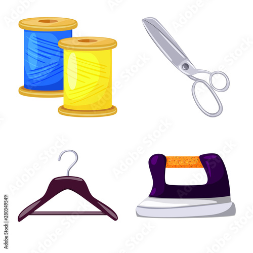 Isolated object of atelier and sewing symbol. Set of atelier and tailoring stock vector illustration.