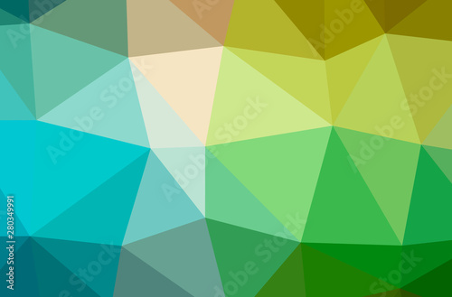 Illustration of abstract Blue  Green horizontal low poly background. Beautiful polygon design pattern.