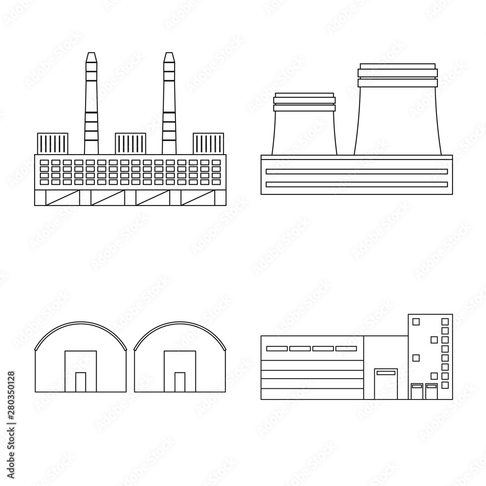 Isolated object of manufacturing and company symbol. Collection of manufacturing and structure vector icon for stock.