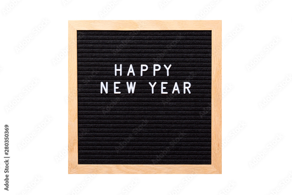 Christmas or new year frame or mockup for your project. Happy new year words on a letter board isolated on white background