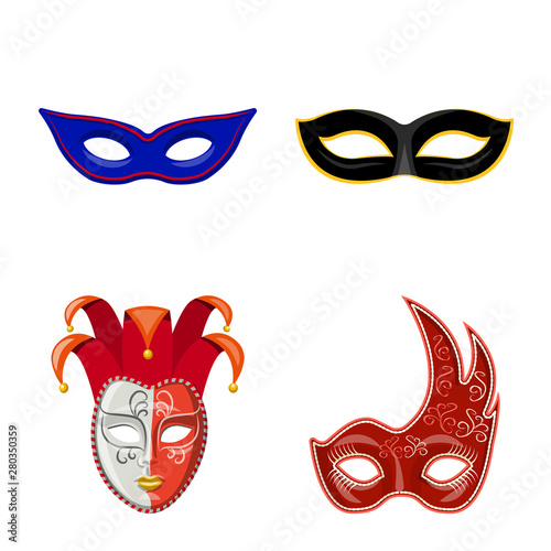 Vector illustration of carnival and theatrical icon. Collection of carnival and mystery stock vector illustration.