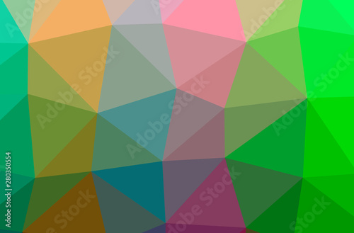 Illustration of abstract Green, Pin, Purple, Red horizontal low poly background. Beautiful polygon design pattern.