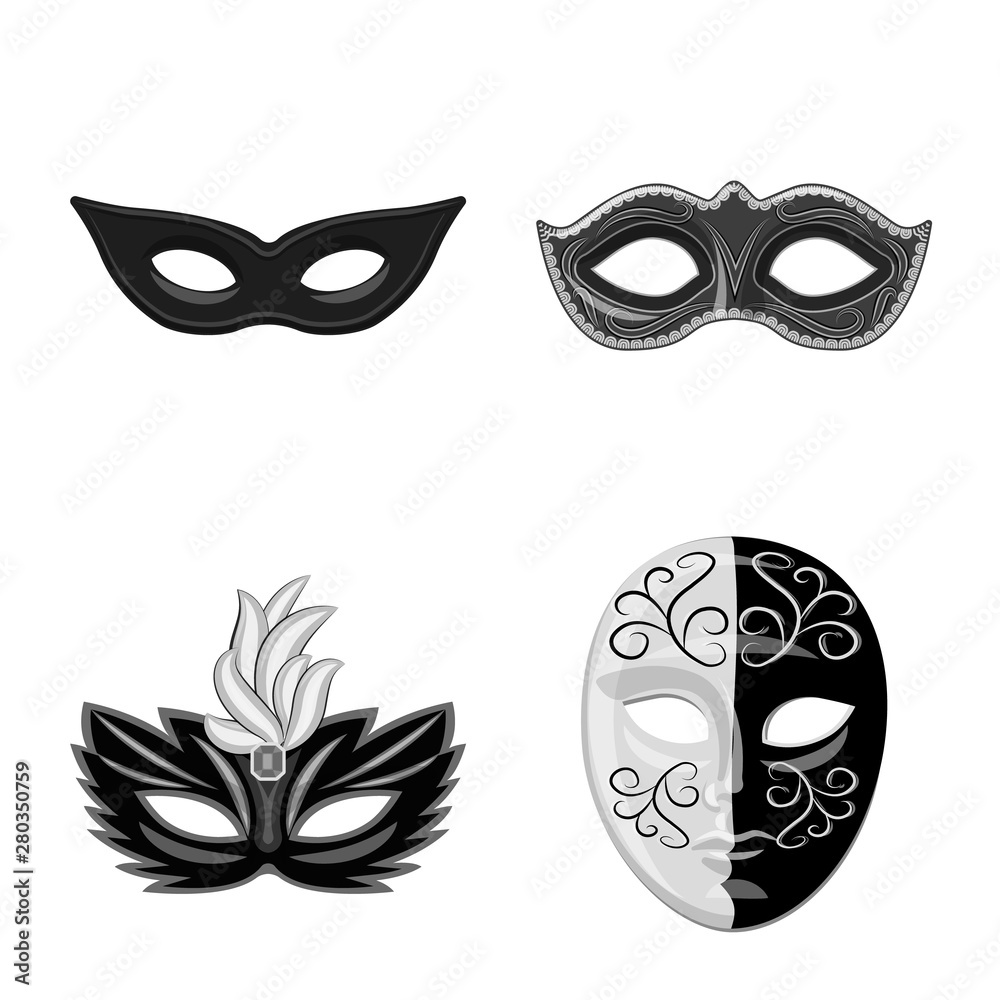 Isolated object of Venezia and festival symbol. Collection of Venezia and celebration stock symbol for web. Isolated object of Venezia and festival symbol. Collection of Venezia and celebration stock symbol for web.