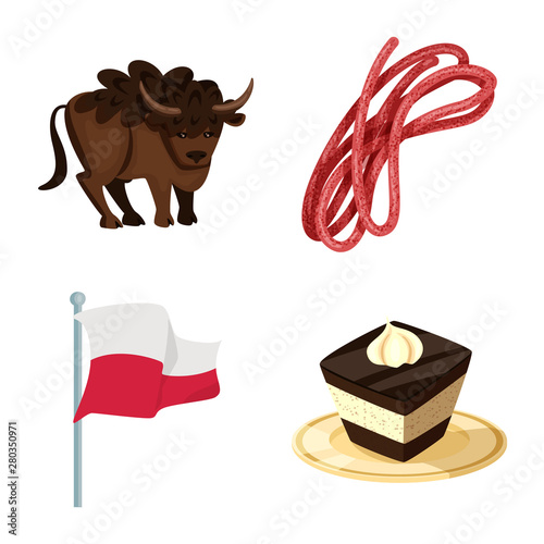 Vector design of poland and travel sign. Set of poland and europe vector icon for stock.