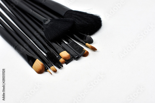 various makeup brush sizes isolated on white background