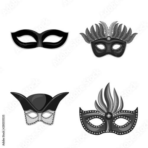 Vector illustration of Venezia and festival sign. Collection of Venezia and celebration stock vector illustration.