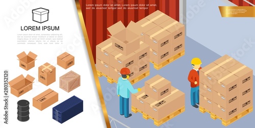 Isometric Packaging And Delivery Concept