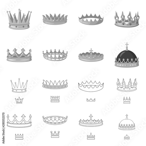 Isolated object of medieval and nobility icon. Set of medieval and monarchy stock symbol for web.