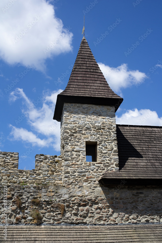 Sovinec, Czech Republic / Czechia - tower - detail of historical castle from medieval age.