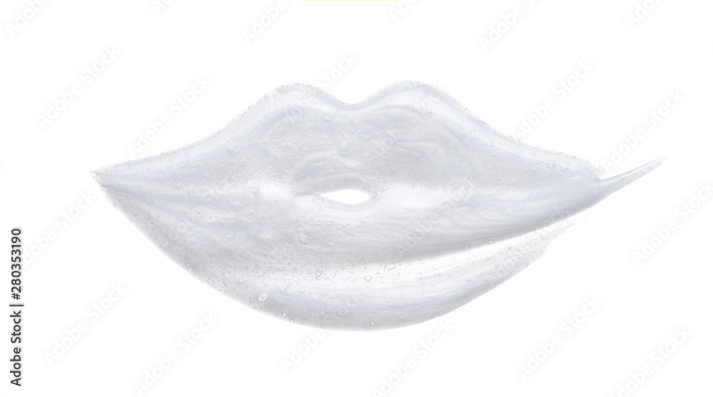 Pearly white smears and texture of face cream or acrylic paint isolated on white background