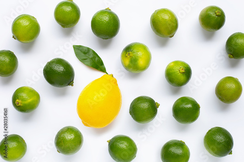 Fresh lemon with limes isolated on white