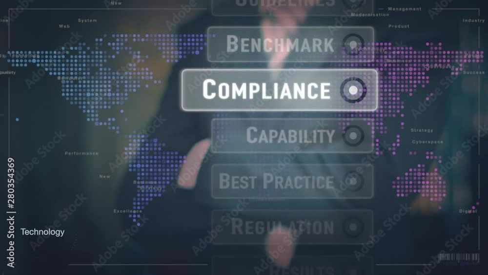 A businessman selecting a Best Practice business concept on a futuristic screen.