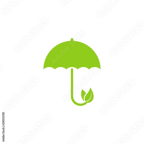 Green Umbrella Weather Rain Protection Isolated Logo Vector 