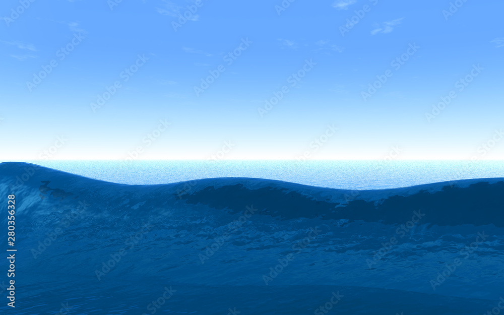 The sea and wave made in 3D Render