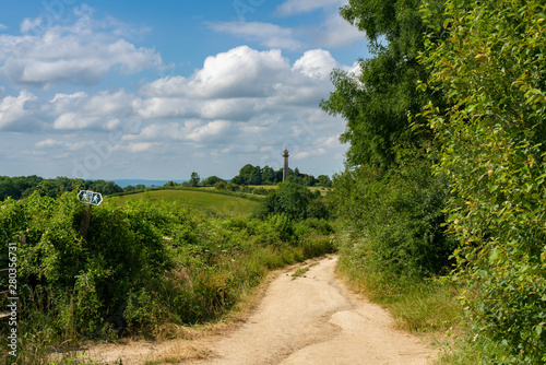 The Cotswolds, Area of Outstanding Natural Beauty, has many public footpaths. Near Hawkesbury Upton towards the Somerset Monument, Gloucestershire, United Kingdom