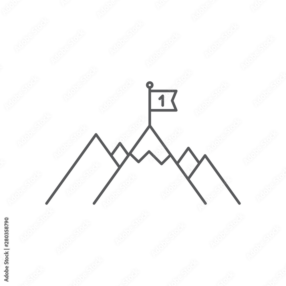 Flag on mountain top vector icon isolated on white background Flag on mountain top vector icon isolated on white background
