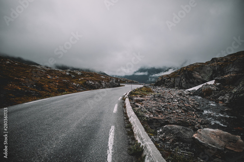 road in the mountains of geiranger