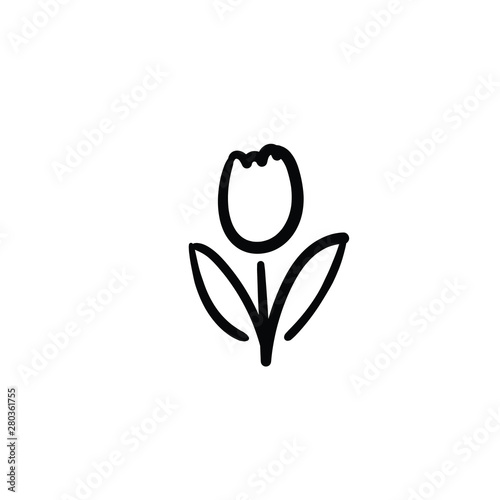 Hand drawn flower. Simple vector icon