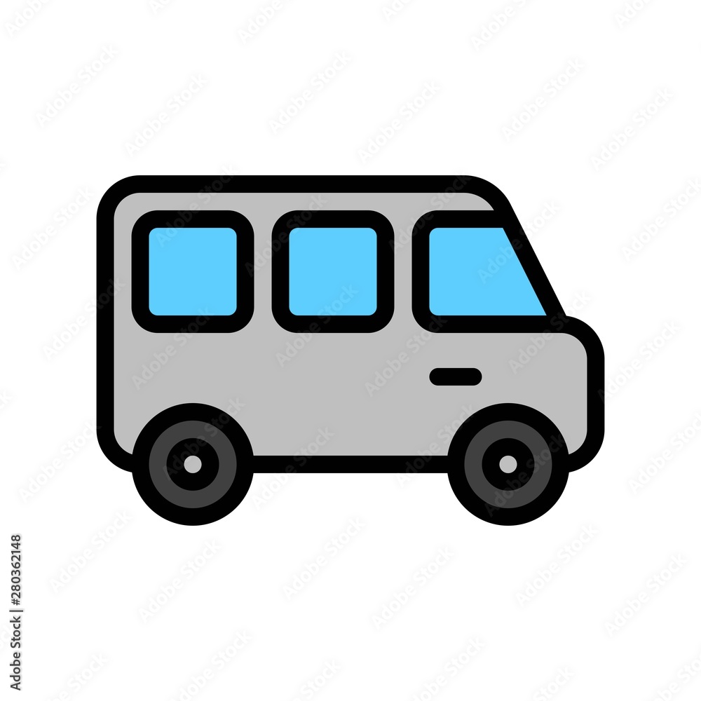 Transport bus icon of editable flat design.