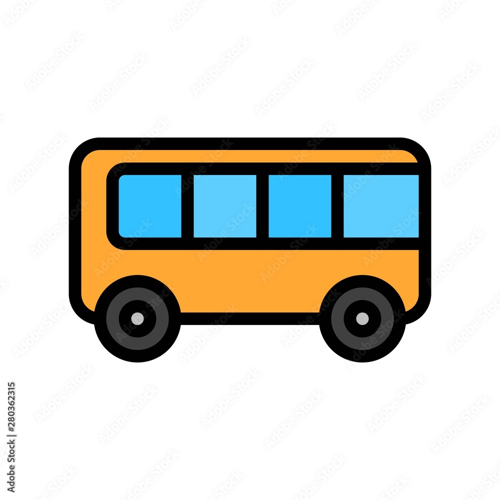 editable stroke icon of bus transport in flat design.