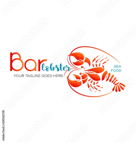 Lobster bar. SEAFOOD. Emblem. Draft beer, bar, shop, emblems and labels. Corporate identity corporate identity logo design template. Separate on white background
