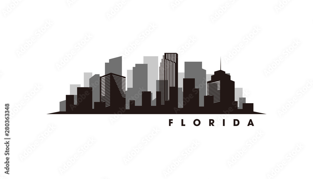 Florida skyline and landmarks silhouette vector