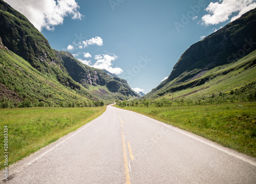 road in mountain landscape of Geiranger Norway 