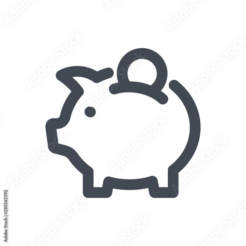 Piggy bank bold line icon.