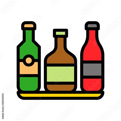 editable stroke icon of set of alcohol bottles in filled design.