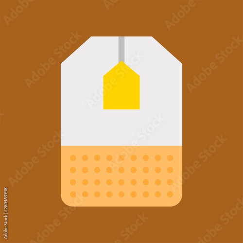 breakfast hot tea bag beverage flat design icon.