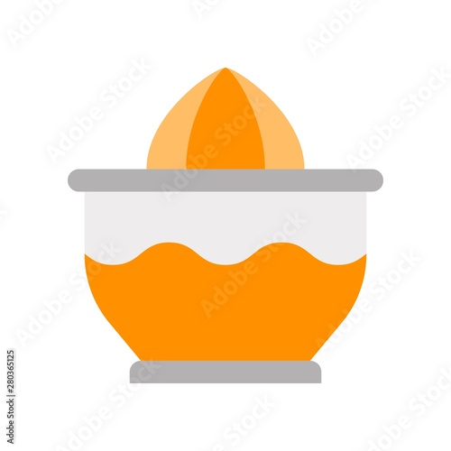 orange lemon juice extractor beverage flat design icon.