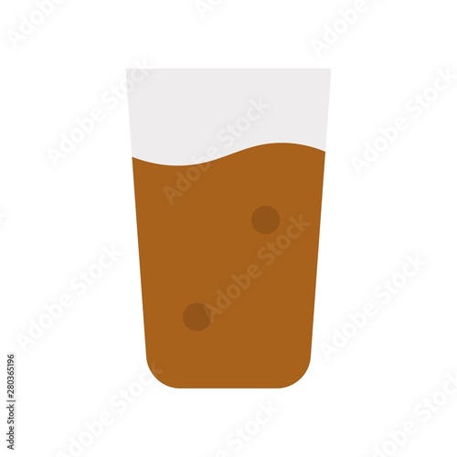 chocolate shake juice glass beverage flat design icon.
